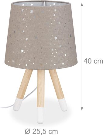 Relaxdays Kinderzimmer Tischlampe, Sterne, E14, 40 cm, grau