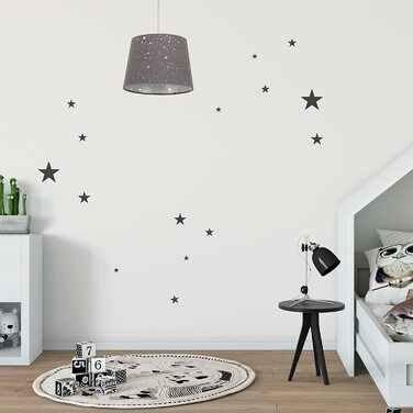 Relaxdays Kinderzimmerlampe Sterne, hängende Schirmlampe für Mädchen, Sternenhimmel Motiv, E27, runder Stoffschirm,  122 x 27 x 27 cm (Rot)