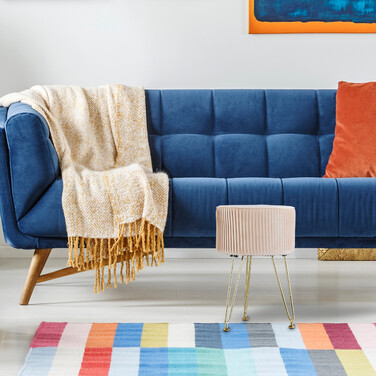 Relaxdays Samt Hocker mit Metallbeinen