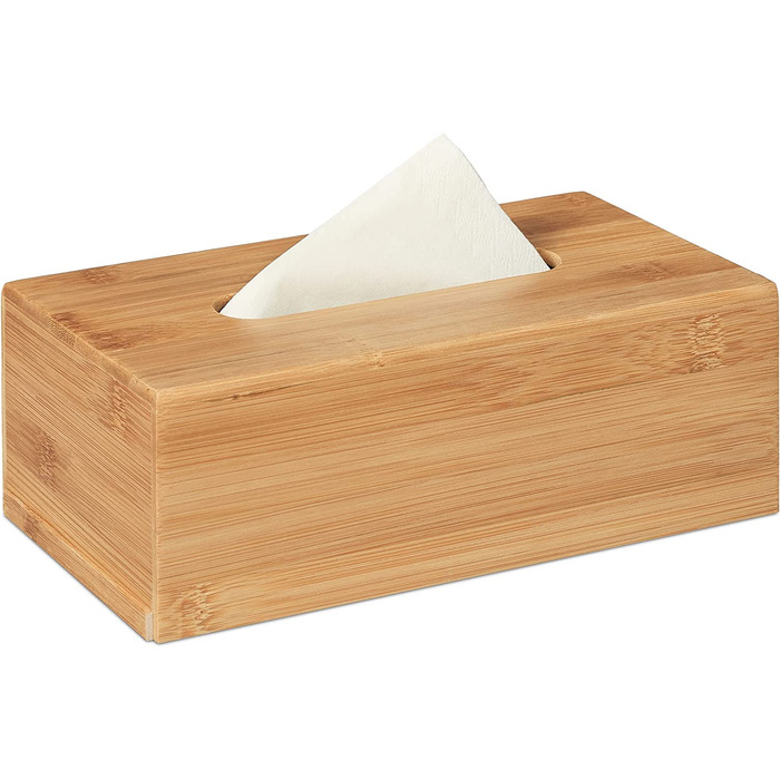 Relaxdays Kosmetiktücherbox Bambus, HBT: 8,5 x 27,5 x 15,5 cm, Tuchspender für Taschentücher u. Kosmetiktücher, Natur (Bundle mit Kosmetiktuchbox 8,5x24,5x13,5cm)