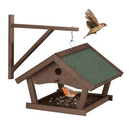 Relaxdays Braunes Vogelfutterhaus zur Wandmontage