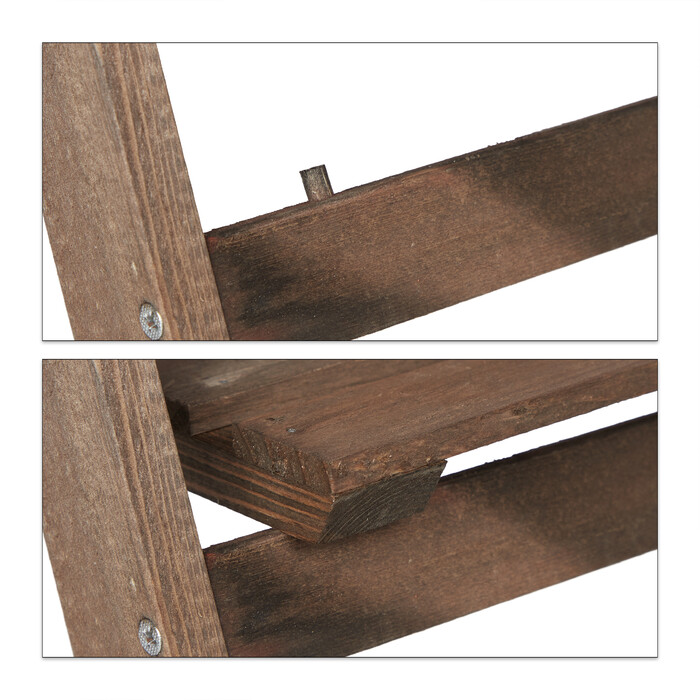 Relaxdays Blumentreppe Holz dunkelbraun