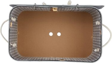 Relaxdays Wäschekorb Bambus, rechteckig, 2 Fächer, 95 l, faltbar, mit Deckel, (Grau)
