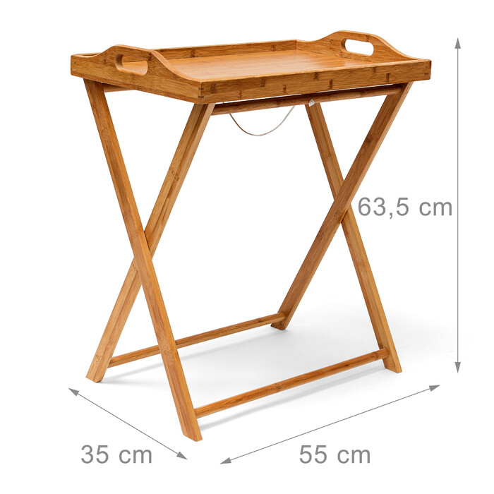Relaxdays Tabletttisch Bambus 63,5 cm natur