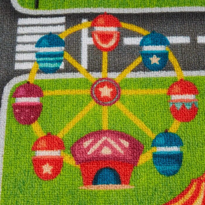 Relaxdays Spielteppich Straße, Stadt-Motiv, rutschfest, Autoteppich für Jungs & Mädchen, Polyester, BxT 150x100 cm, bunt, 1 S