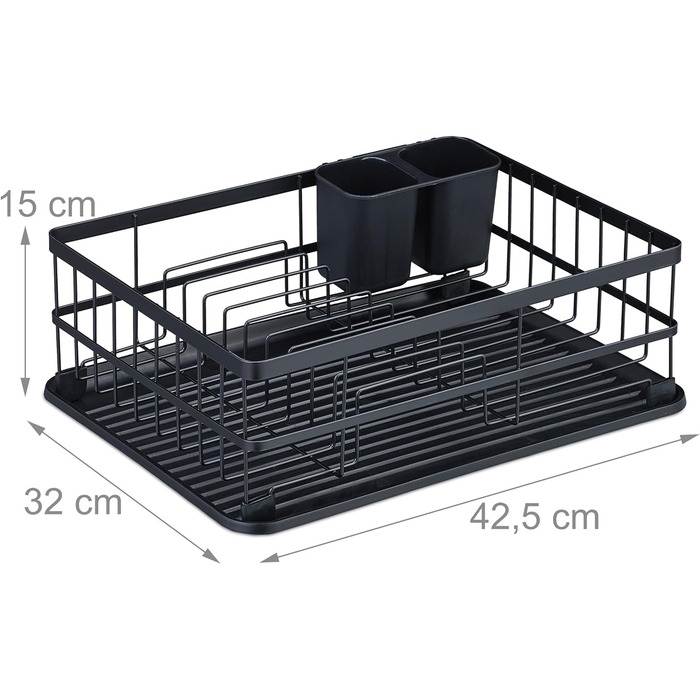 Relaxdays Geschirrtrockner, HBT: 15x42,5x32 cm, schwarz (60 Zeichen)