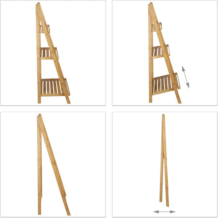 Relaxdays Blumentreppe, 3 Stufen, Bambus, klappbar, 99x45x32 cm, natur
