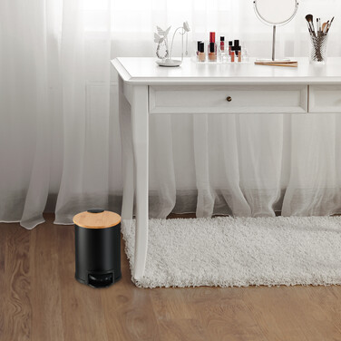 Relaxdays Bad Mülleimer 3 l mit Bambusdeckel