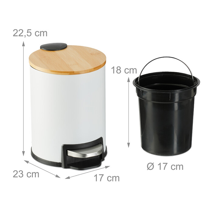 Relaxdays Bad Mülleimer 3 l mit Bambusdeckel