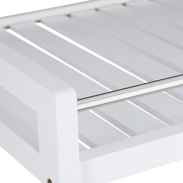 Relaxdays Servierwagen Bambus, 3 Ablagen, 360° Rollen, Edelstahl-Stangen, HBT: 76,5x46x38 cm, weiß