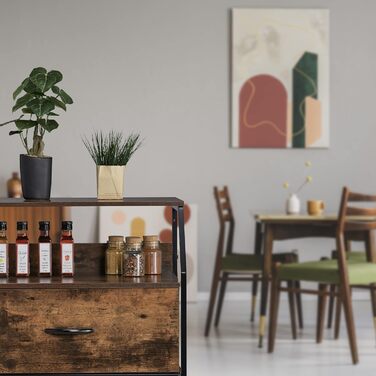 Relaxdays Kommode, 3 Schubladen, 2 Ablagen, Industrial, 96,5x61x42 cm, braun/schwarz