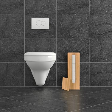 Relaxdays Toilettenpapier Aufbewahrung Bambus, für 4 Rollen, Toilettenpapierbehälter stehend, HBT 42x13,5x13,5 cm, Natur
