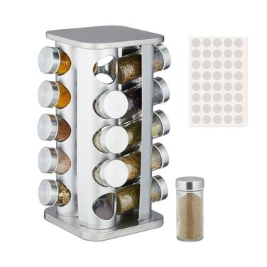 Relaxdays Drehbares Gewürzkarussell mit 20 Gläsern