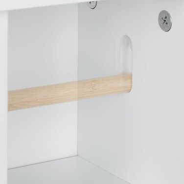 Relaxdays Toilettenpapierhalter stehend, 2 Fächer & Schublade, 87,5x22x17,5 cm, Badezimmeregal, WC-Papier, weiß/Silber, Faserplatte