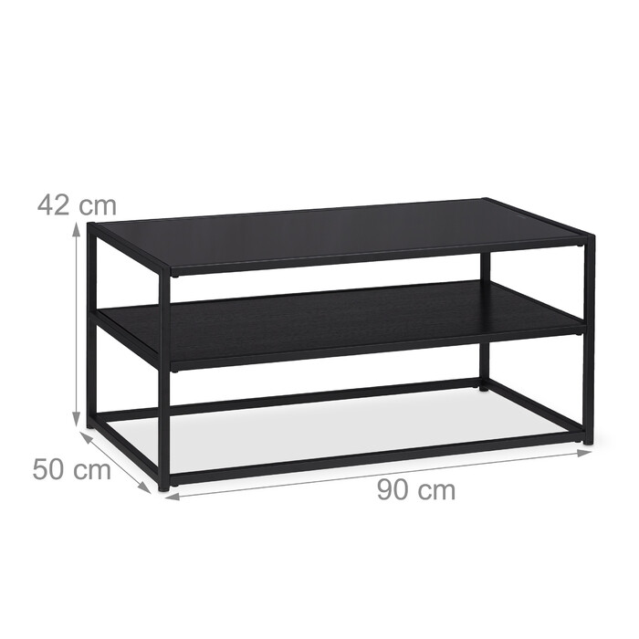 Relaxdays Schwarzer Couchtisch mit Glasplatte