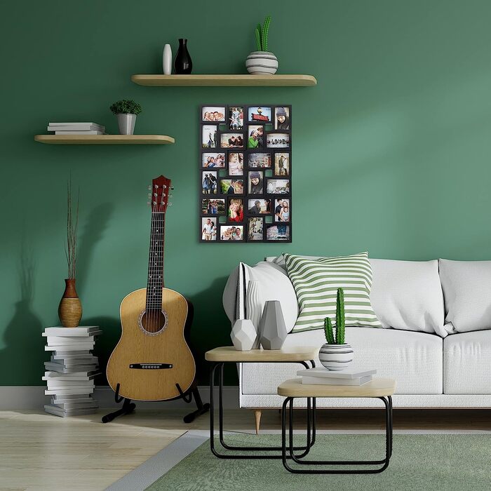Relaxdays XXL Bilderrahmen Collagen für 24 Bilder in 10 x 15, Hoch- oder Querformat, Kunststoff, HxB 57 x 86 cm, (Schwarz)