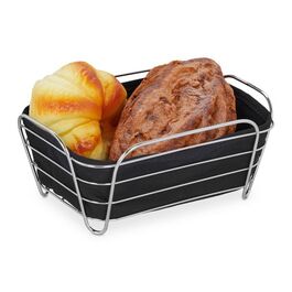 Relaxdays Brotkorb Metall mit Stoffeinsatz
