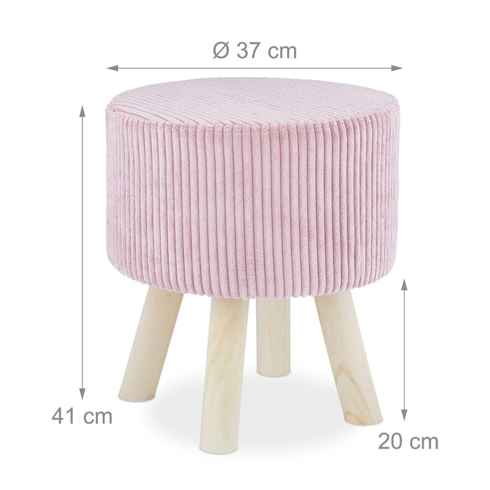 Relaxdays Samthocker mit Holzbeinen