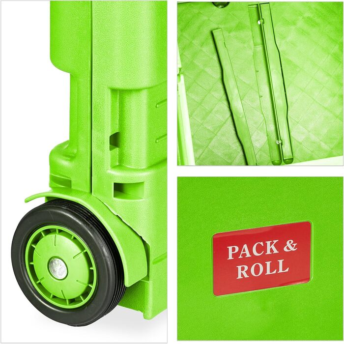Relaxdays Einkaufstrolley, Klapptrolley, 35 kg, Faltbar, Rolltrolley (Grün)