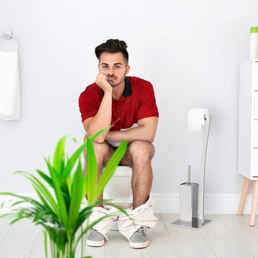 Relaxdays Stand WC Garnitur WIMEDO eckig HBT: 71 x 20 x 20 cm Toilettenbürstenhalter aus Edelstahl mit Lackierung Toilettenpapierhalter und Klorollenhalter als freistehende WC Bürstengarnitur, kupfer