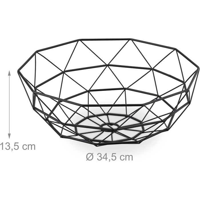 Relaxdays Obstkorb Metall, eckig, HBT: 13,5x34,5 cm, Drahtkorb, modern, schwarz