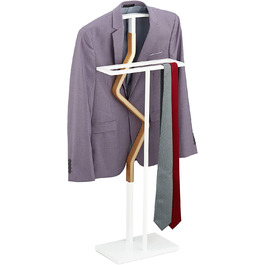 Relaxdays Herrendiener, für Anzug & Hose, Holz Metall Mix, Schlafzimmer, Kleiderbutler, HBT 107 x 48 x 20 cm, weiß/Natur