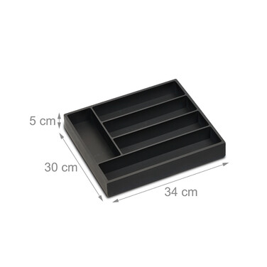 Relaxdays Schwarzer Besteckkasten 5 Fächer