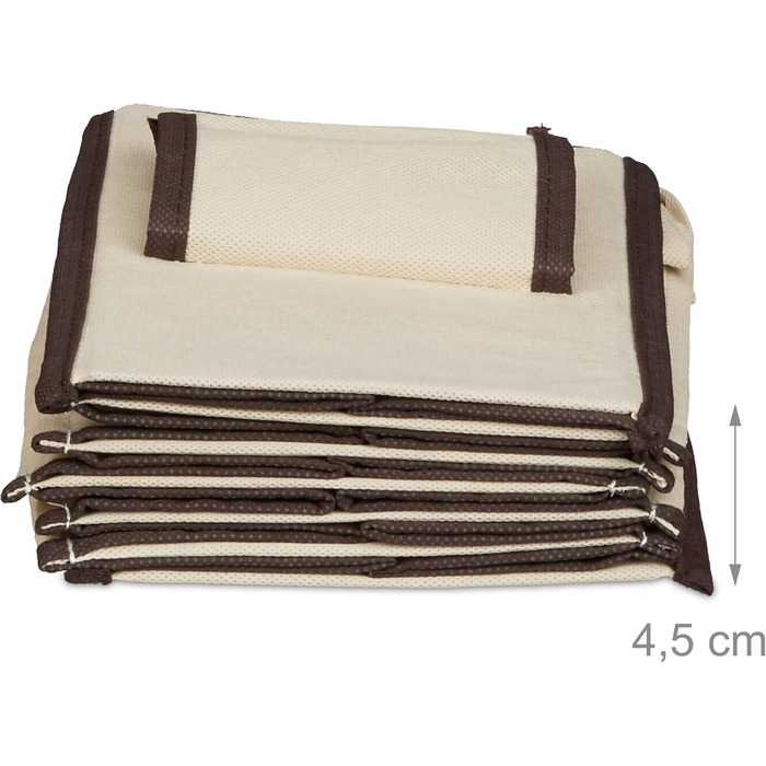 Relaxdays Hängeregal Stoff, 6 Fächer, 2 Schübe, für Kleiderschrank, HBT: 82x14,5x30 cm, Beige/Dunkelbraun