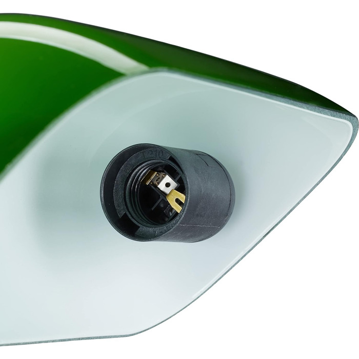 Relaxdays Bankerlampe, neigbarer Glasschirm, Holzfuß, E27-Fassung, Schreibtischlampe Retro, Bibliothekslampe, grün-braun, 42 x 26 x 25 cm