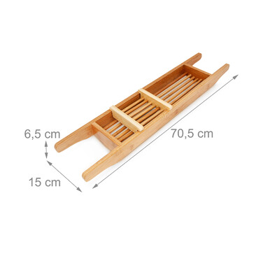 Relaxdays Badewannenablage 69 x 14 cm Bambus