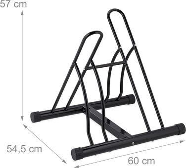 Relaxdays Fahrradständer Boden, für 2, 60 mm Reifenbreite, Metall, Garage, Fahrrad-Abstellständer, schwarz