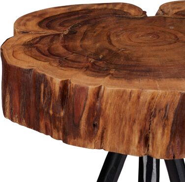 Relaxdays Beistelltisch, Massivholz Baumscheibe, Metallbeine, rustikaler Design Ablagetisch, Mangoholz, 50cm hoch, natur