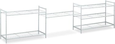 Relaxdays Metall Schuhregal, 3 Ebenen, erweiterbar, Flur Schuhgestell HBT 50 x 70 x 26 cm, 9 Paar Schuhe, offen, (Weiß)