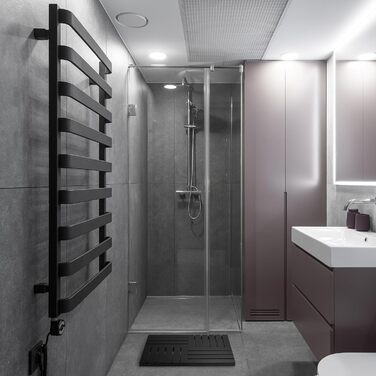 Relaxdays Bambus Badematte, 61x40 cm, rutschfest, für Bad, Dusche, Sauna, Indoor & Outdoor, schwarz