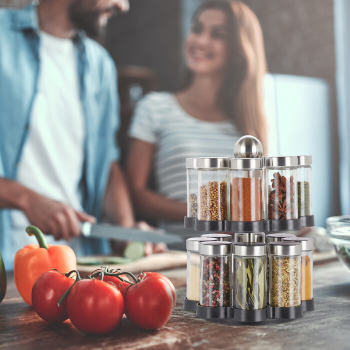 Relaxdays Gewürzkarussell mit 16 Gläsern