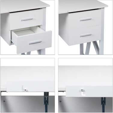 Relaxdays Schreibtisch neigbar, verstellbare Arbeitsfläche, Laptoptisch oder Zeichentisch, HBT 75x110x55cm, weiß