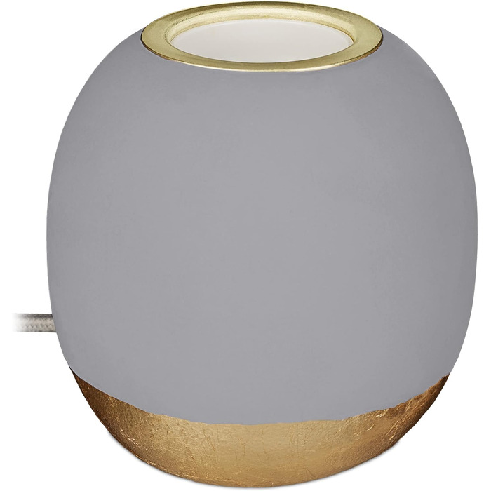 Relaxdays Dekoleuchte Beton, Tischlampe ohne Schirm, HxD 9 x 9 cm, E27 Fassung, langes Kabel, runde Betonlampe, (Grau)