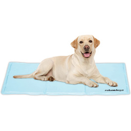 Relaxdays Kühlmatte Hund, 60 x 100 cm, selbstkühlende Hundematte, Gel, abwischbar, Kühlunterlage für Haustiere, hellblau