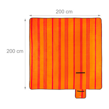 Relaxdays Picknickdecke 200x200cm orange gestreift