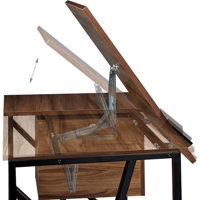 Relaxdays Schreibtisch neigbar, verstellbare Arbeitsfläche, Laptoptisch oder Zeichentisch, HBT 75x110x55cm,  (Holz Schwarz)