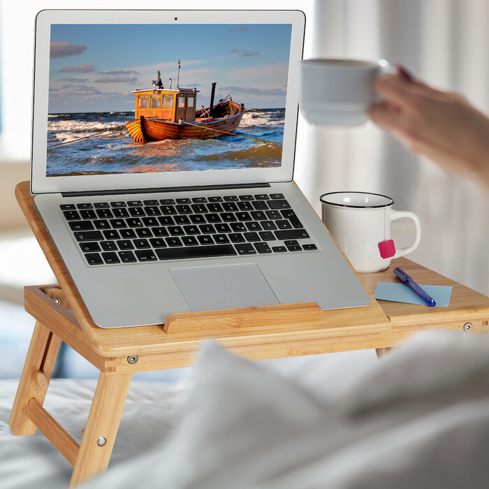 Relaxdays Klappbarer Laptoptisch aus Bambus