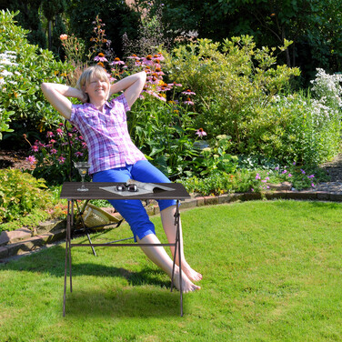 Relaxdays Klappbarer Gartentisch Holz-Optik