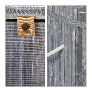 Relaxdays Wäschekorb Bambus, rechteckiger Wäschesortierer, 2 Fächer, Klappdeckel, faltbar, 95 l, (Grau)