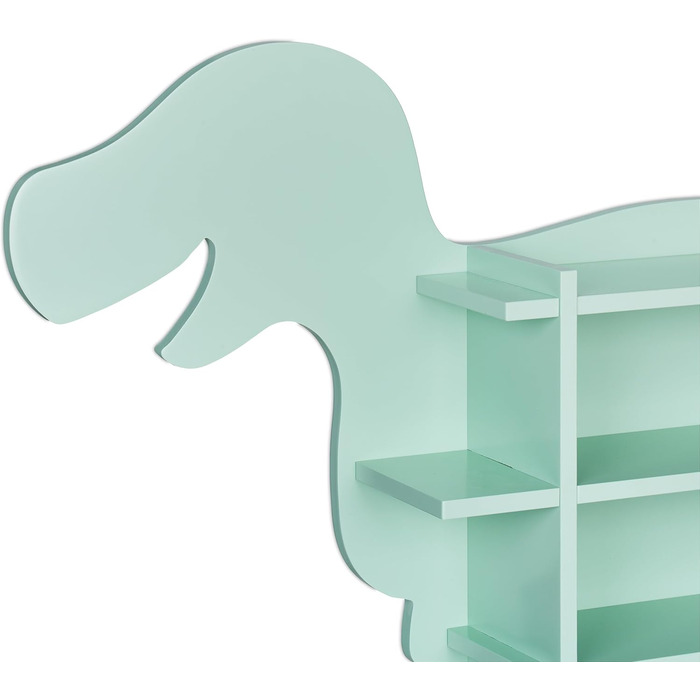 Relaxdays Kinderregal Dino, 2 Fächer, Bücherregal, HBT: 43,5x84x13,5 cm, türkis, Faserplatte