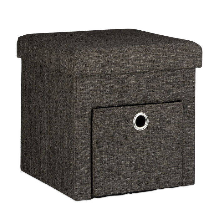 Relaxdays Faltbarer Sitzhocker Leinen mit Fach