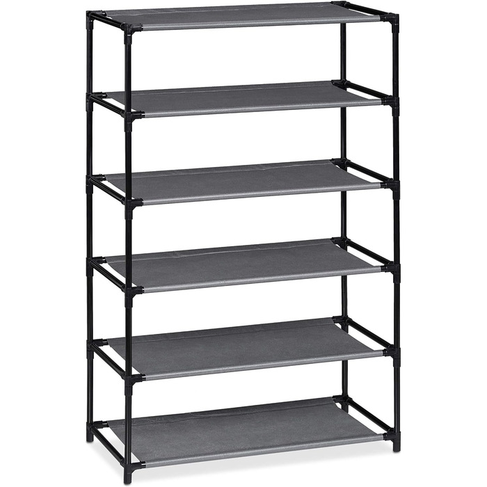 Relaxdays Schuhschrank Stoff, 5 Fächer, 15 Paar Schuhe, Abnehmbarer Bezug, Schuhregal, HxBxT: 90 x 60 x 30 cm, anthrazit