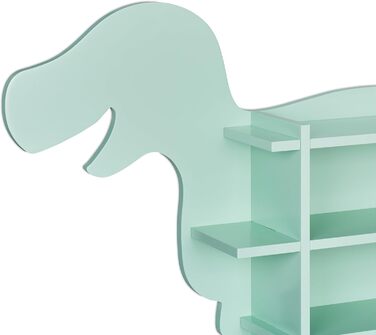 Relaxdays Kinderregal Dino, 2 Fächer, Bücherregal, HBT: 43,5x84x13,5 cm, türkis, Faserplatte