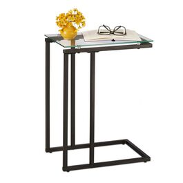 Relaxdays Beistelltisch U-Form aus Glas und Metall