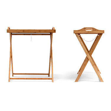 Relaxdays Tabletttisch Bambus 63,5 cm natur
