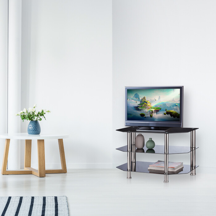 Relaxdays Fernsehtisch Schwarzglas